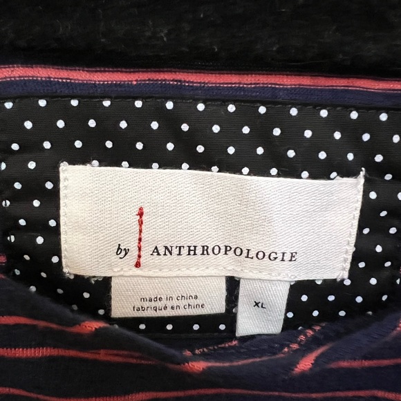 NWT Anthropologie Striped Ruffle-back Crew Neck Short Sleeve Tee XL - Picture 4 of 6
